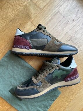 Valentino Camouflage Suede Runner Sneakers
